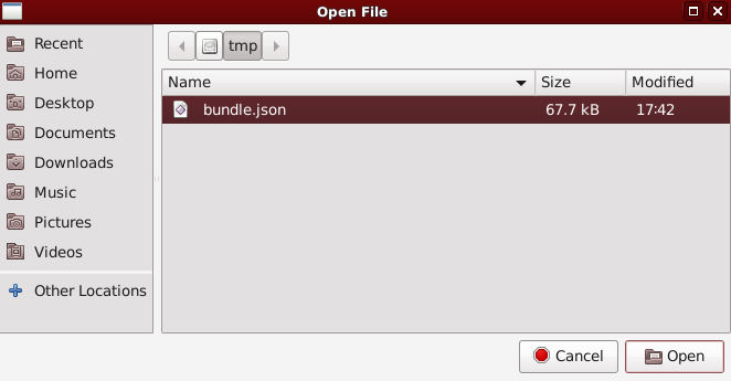 selecting bundle.json in file chooser